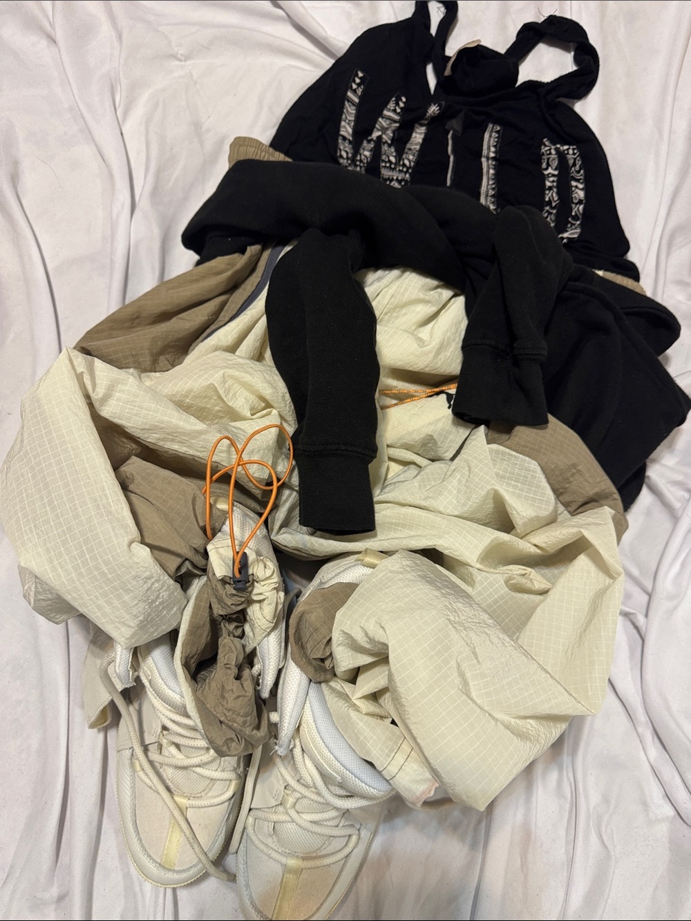 Puma Men's Black and Cream Joggers with Tan Accents